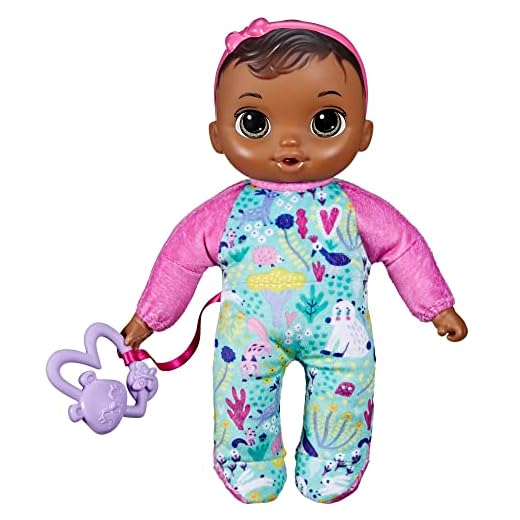 Baby Alive Soft ‘n Cute Doll, Brown Hair, 11-Inch, Washable, 18 Months and Up, Teether Accessory