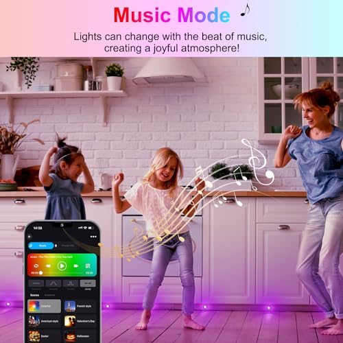 Sumaote LED Deck Lights Kit, 20pcs Φ1.22 WiFi Wireless Smart Phone Control Low Voltage Recessed RGB Deck Stair Lights Waterproof Outdoor Step Yard Path Landscape Decor