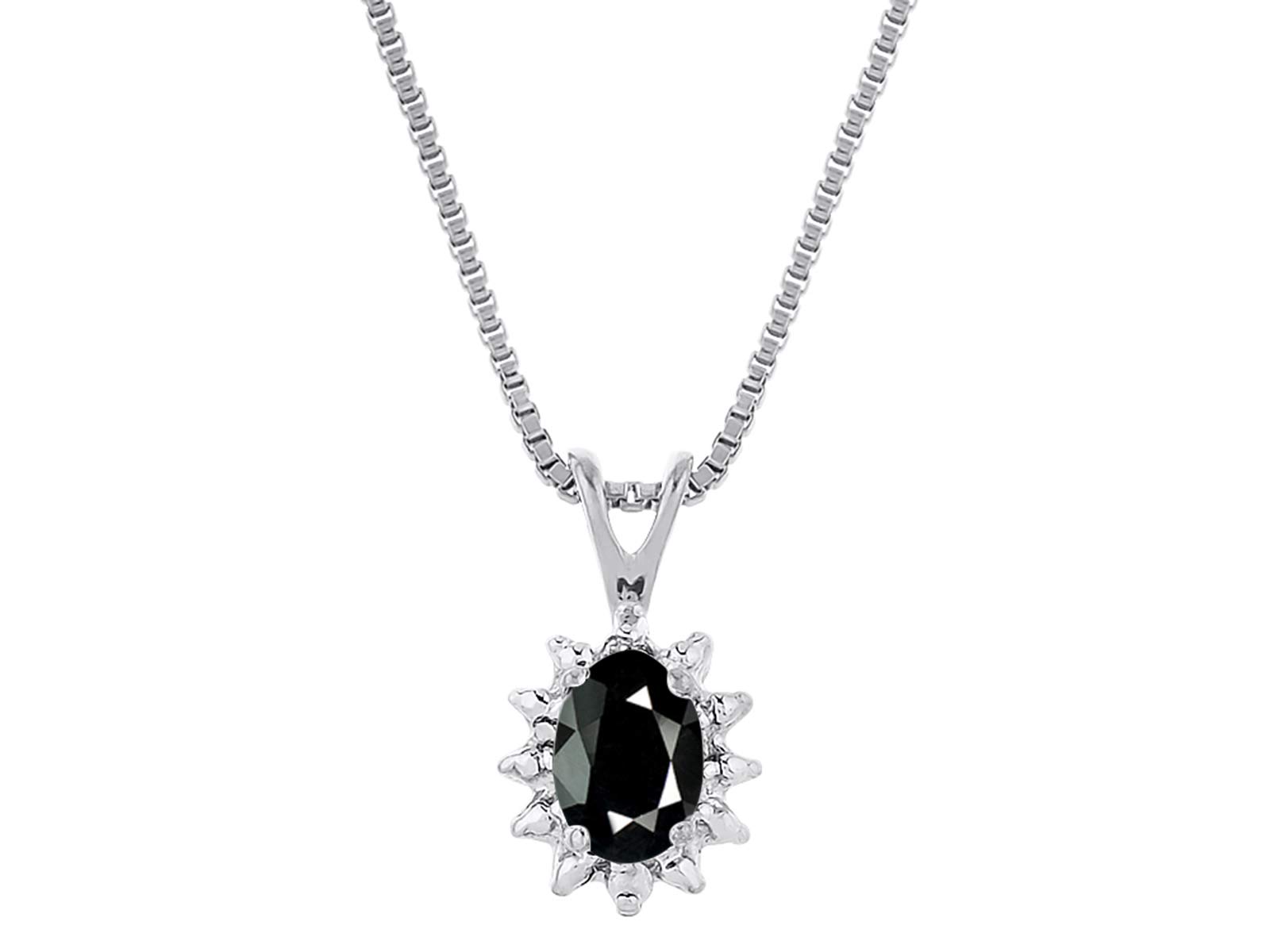 Nero onice e diamanti ciondolo, orecchini e anello set in argento Sterling .925 con catena e confezione regalo