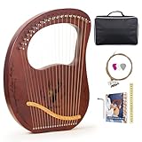 VixxNoxx Lyre Harp, 19-String Mahogany Lyra Harp Kit, Stringed Musical Instruments with Tuning Wrench Bag Instructions Extra Strings for Beginners Adults