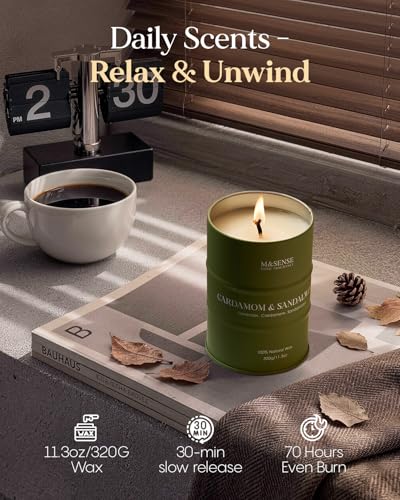 Image of M&SENSE Cardamom Santalwood Scented Soy Candles, 11.3 oz