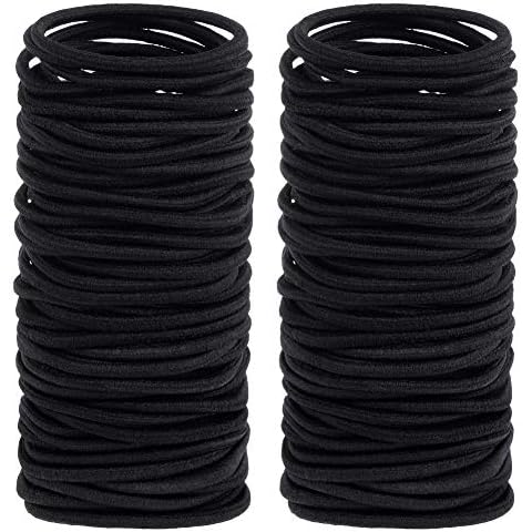Anezus 200 Pcs Black Elastics Hair Ties Small Bulk Hair Ties Hair Bands (4mm) Cover