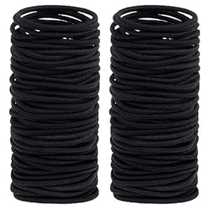 Anezus 200 Pcs Black Elastics Hair Ties Small Bulk Hair Ties Hair Bands (4mm)