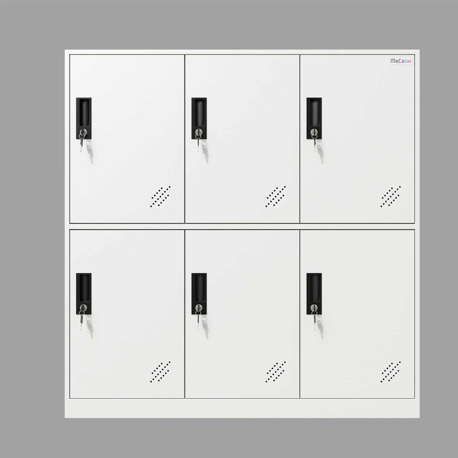 MECOLOR Taquilla de Almacenamiento para empleados, taquillas de Metal para Oficina, taquillas de Gimnasio, taquillas de Acero con Cerradura para el hogar... (6D, Blanco Completo)