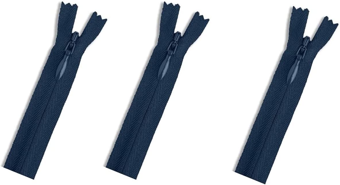 Invisible (Conceal) YKK Zippers - Perfect for Clothes, Crafts & Sewing Projects - Color: Navy #560 Choose Your Length - Made in The United States (3 Zippers Per Pack) (14" Inches)