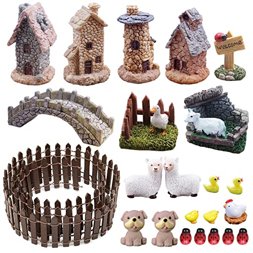 BEZALEL Versión ampliada Accesorios de jardín de hadas – Kit de jardín de hadas mejorado, miniaturas de jardín de hadas, figuras para macetas, decoración de terrario, decoración de bonsái,