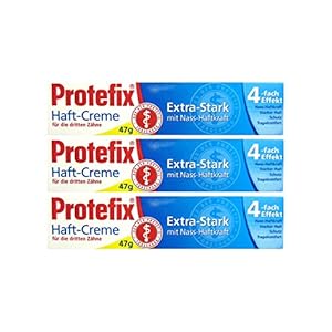 3 x PROTEFIX hechtcrème voor de derde tanden, 47 g, extra sterk met natte hechtkracht