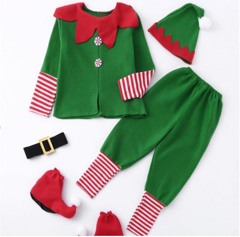 Costume Da Elfo Natalizio Completo Thematys – Con Accessori, Taglie Adattabili Per Donna, Uomo E Bambino, Perfetto Per Feste E Cosplay