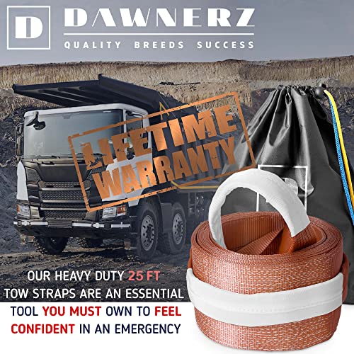 Tow Strap Heavy Duty 110000 Lbs 25Ft - Dawnerz Towing Rope 55 Us Tons 7.5M For Tractors And Dump Trucks #TOP4