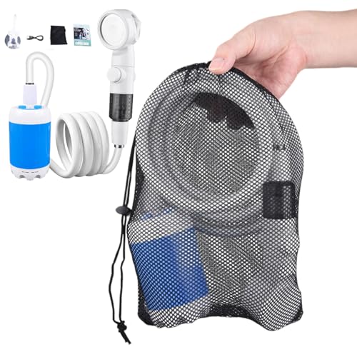 Croovepi ポータブルキャンプシャワー、屋外キャンプシャワーポンプ、洗車テント、浴室、庭、ビーチ、RV、ペットバス、ハイキング用電動スプレーヘッド