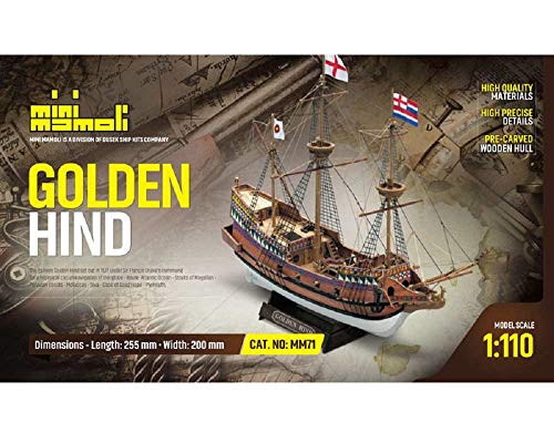 Best Price Square Golden Hind Bausatz 1:110 Mini Mamoli Modellbau Bastelkit, Holz, Historisch, Pirat, Schiff, Erwachsener, Alle Staffeln, False