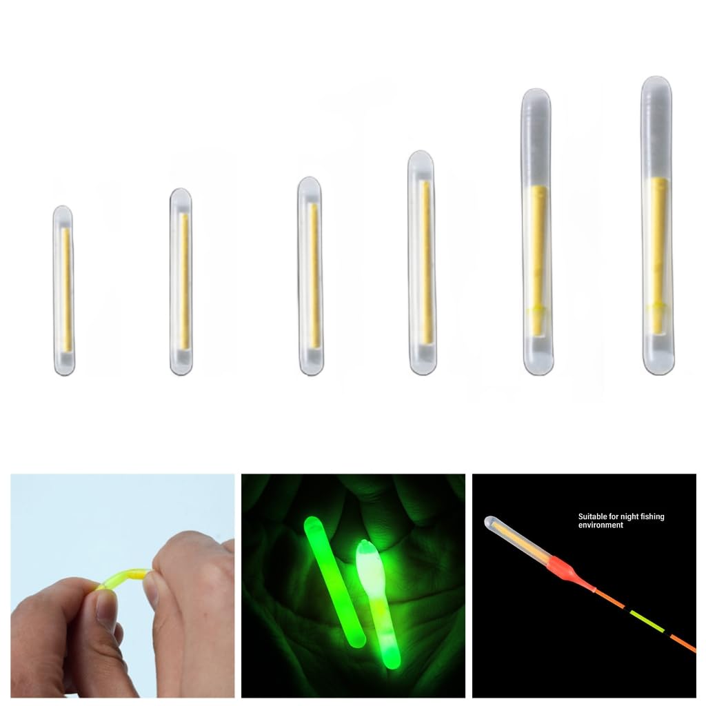 Ldabrye 100Pcs Fishing Light Stick Glow Tip Outdoor Glowing Fishing Stick Fihisng Green Fluorescent Light Stick Glow Stick