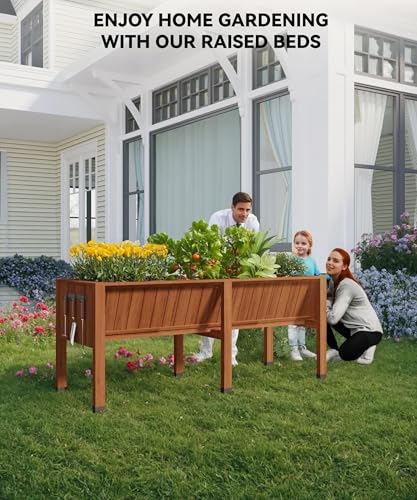 72x26x30 Inch Raised Garden Bed With Leg For Outdoor Growing Vegetables and Herbs, 6X2X2.5 Ft Elevated Wood Planter Box Stand With Hooks for Backyard, Patio, Balcony w/Non-Woven Liner, 13.7In Depth