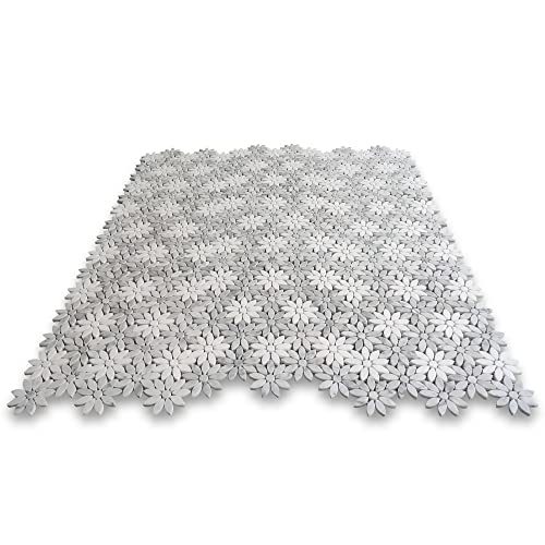 Stone Center Online Carrara White Marble Mix Thassos Marble Daisy Flower Mosaic Tile Honed For Kitchen Backsplash Bathroom Flooring Shower Surround Dining Room Entryway Corrido Spa (1 Sheet) #TOP2