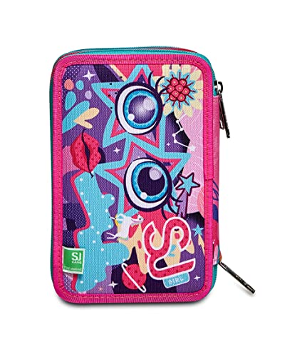 SJ Gang Astuccio Scuola 3 Zip, Rosa, Triplo