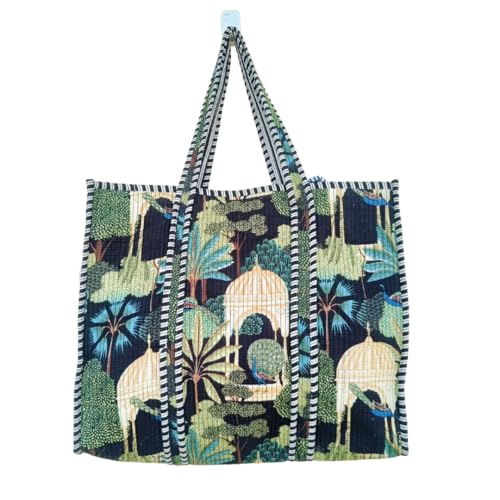 Image of Women's 100% Cotton Lightweight Shoulder Tote Bag with Interior Poeckt Casual Handbag for Women