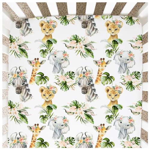 Image of Honey Lemonade - Buttery Soft Rayon Baby Crib Sheets Girl and Boy - Infant Shower Gift - Mini Crib Sheets - Fitted & Breathable Crib Mattress Sheet - Toddler Sheet 52 x 28 x 7 inches (Africa Animals)