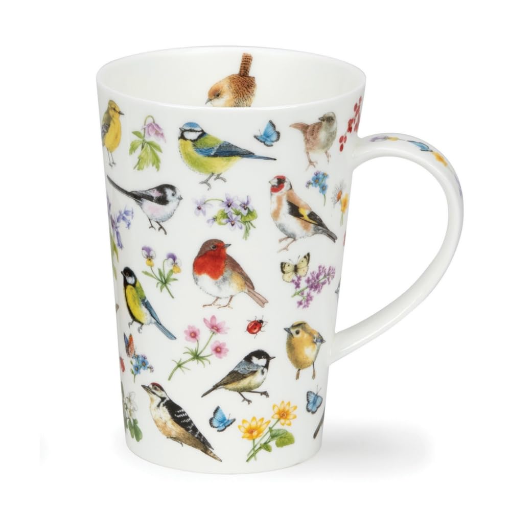 Dunoon Shetland Fine Bone China 0.44 Litre Mug Bird Garden, White