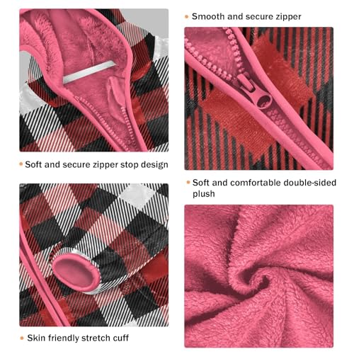 GuoChe Christmas Plaid Black Red Boys Fleece Jacket3