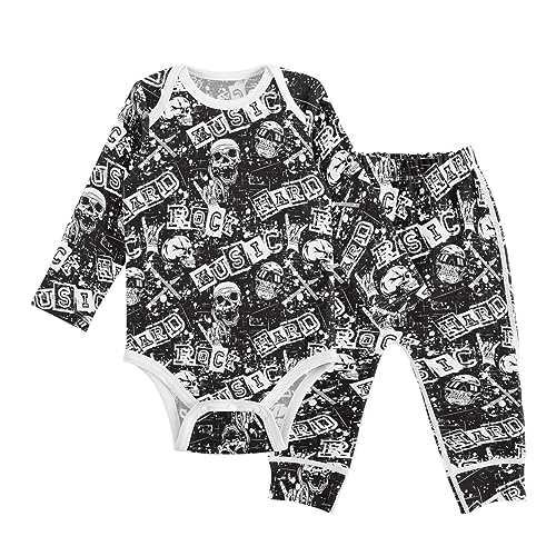 Image of vvfelixl Baby Bodysuits Pants Sets Guitar Headphones Long Sleeve Baby Clothes For Boys Girls 0-24M Black