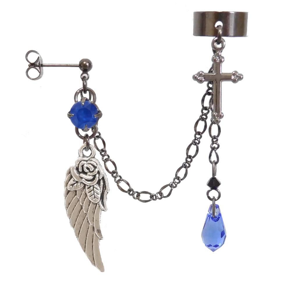 Feather Cross Ear Cuff Ear Clip Ear Cuff Pierce Gothic Gothic Lolita Punk V-Kei Accessory Halloween One-Ear Unisex Women Men Cosplay Live