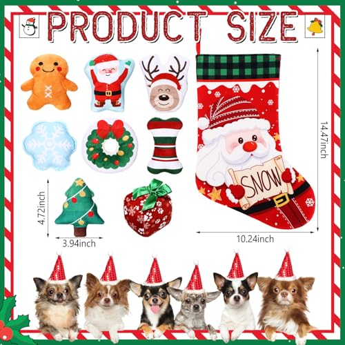 Lunmon 9 piezas kit navideño para perros con juguetes sonoros miniatura 2