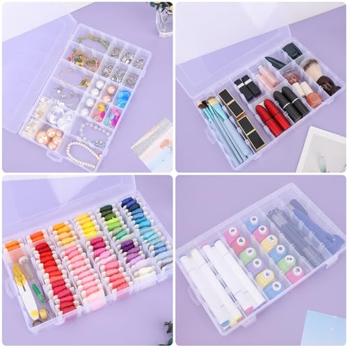 Image of 36-Grid Bead Storage Containers, 2 Packs Clear Craft Organizers and Storage Box with Dividers for Small Accessories, Nail Art, Jewelry Gem, Beads, Tackle, Miniature Fittings