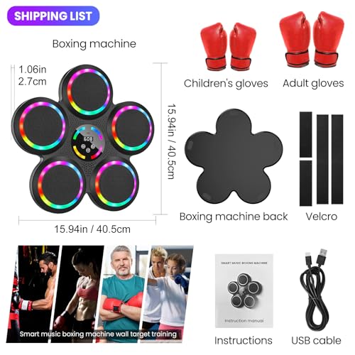 Maquina de Boxeo Musical, 2025 Nuevo Boxeo Musical Pared con Guantes De Boxeo, Luces de Colores, Modo Bluetooth, 9 Modos de Velocidad y Entrenamiento, Music Boxing Machine para Adultos y Niños - imagen 6