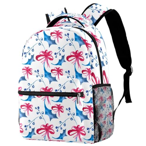 Sac à dos d'école à motif nœud rouge ergonomique pour soulager le dos des ados