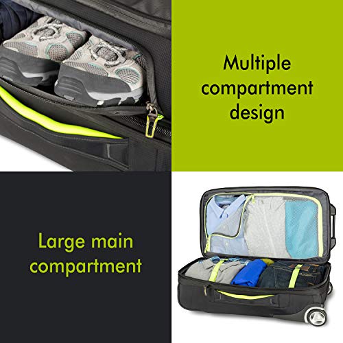 High Sierra AT8 Wheeled Upright Duffel Bag, Black/Zest, 26-Inch