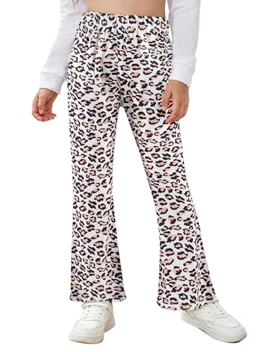 Arshiner Girls Print Flare Leggings Kids Elastic High Waisted Bell Bottoms Yoga Pants with Pockets