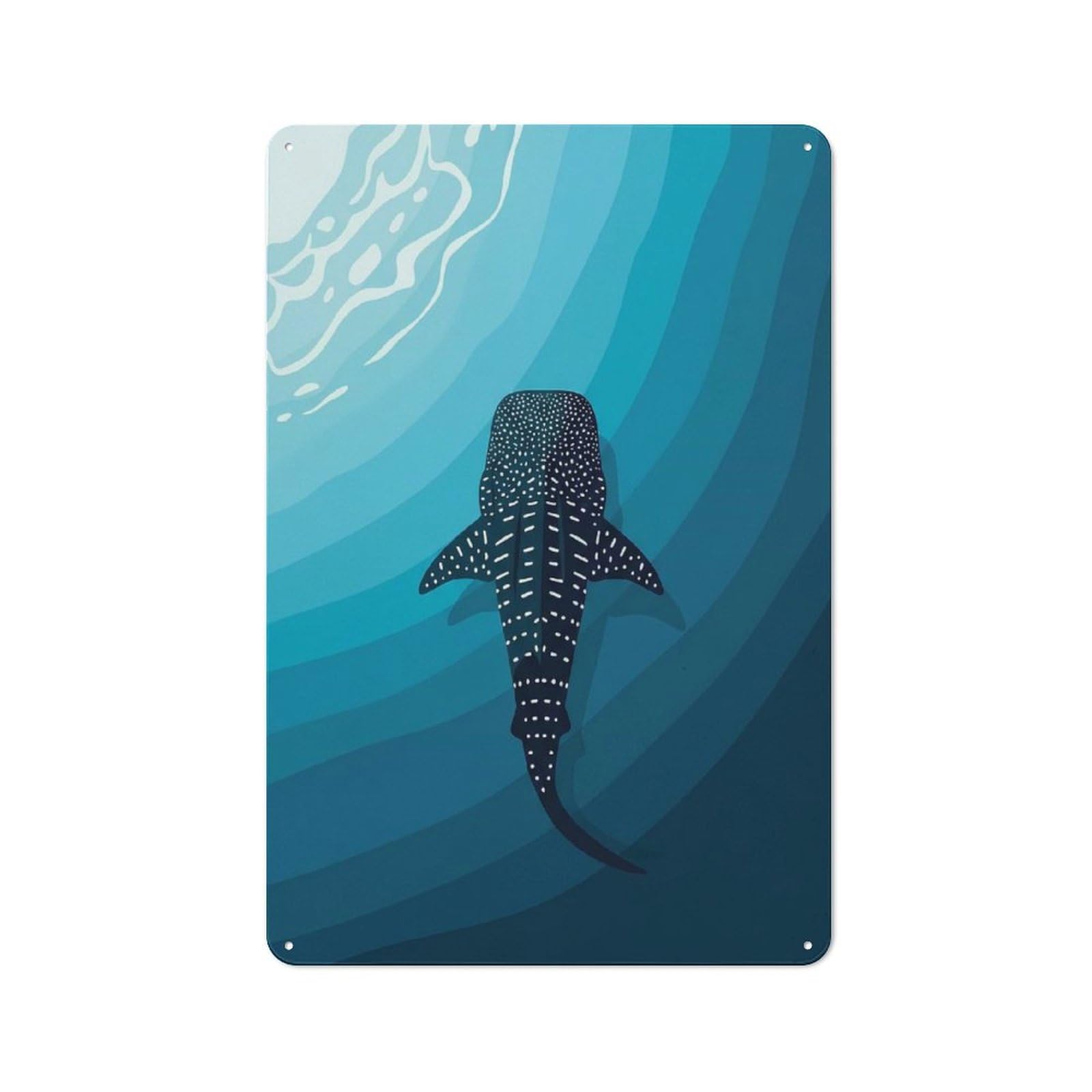 30x20cm Rustic Tin Sign with Whale Shark in The Ocean Depths for Studio Or Craft Room, Tin Sign Wall Decor for Studios And Craft Rooms