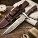 Bobcat Knives Custom Handmade Damascus Steel Bowie Knife with Leather Sheath