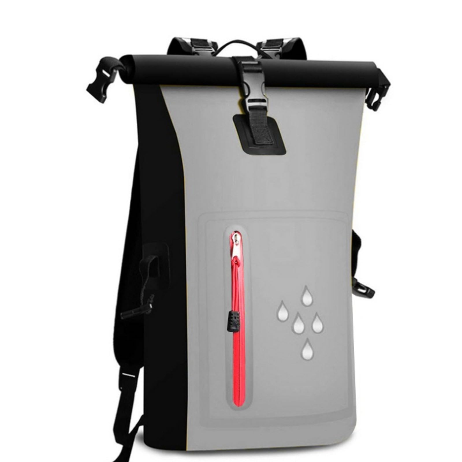 Sac étanche en PVC, sac à dos multi-usages, sac à dos flottant de grande capacité pour kayak, randonnée et activités de plein air, Noir , Gris