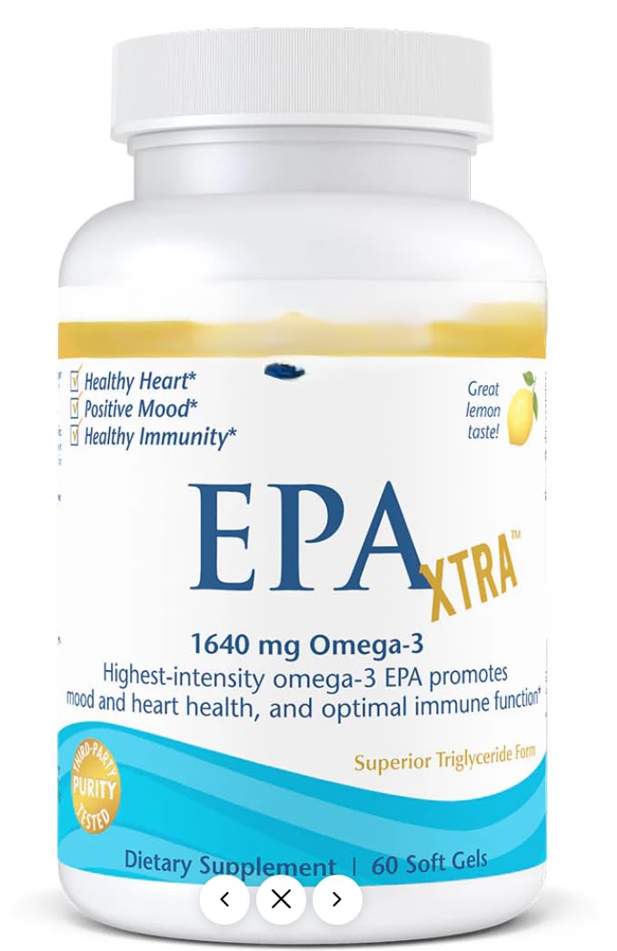 NordicOmega XtraEPA Huile de poisson, excellent goût de citron, 1640 mg, 60 gélules molles
