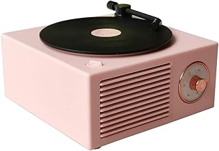 Vinyl Record Player Style Bluetooth Speaker Old Fashioned Classic Style Pink Cute Look Gift for Girls Bass Enhancement Loud Volume Speaker by Wetocke