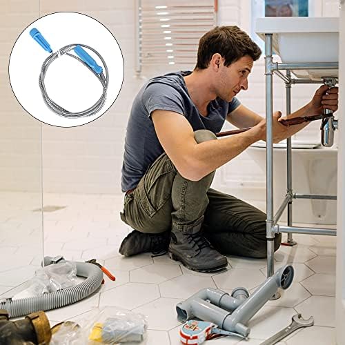 HOVCEH Drain Unblocker Tools, 5m X 6mm Drain Unblocker Wire, Spring Drain Cleaner, Metal Flexible Plumbing Snake for Shower Pipes Washbasins, Kitchen Tub Sink Drains