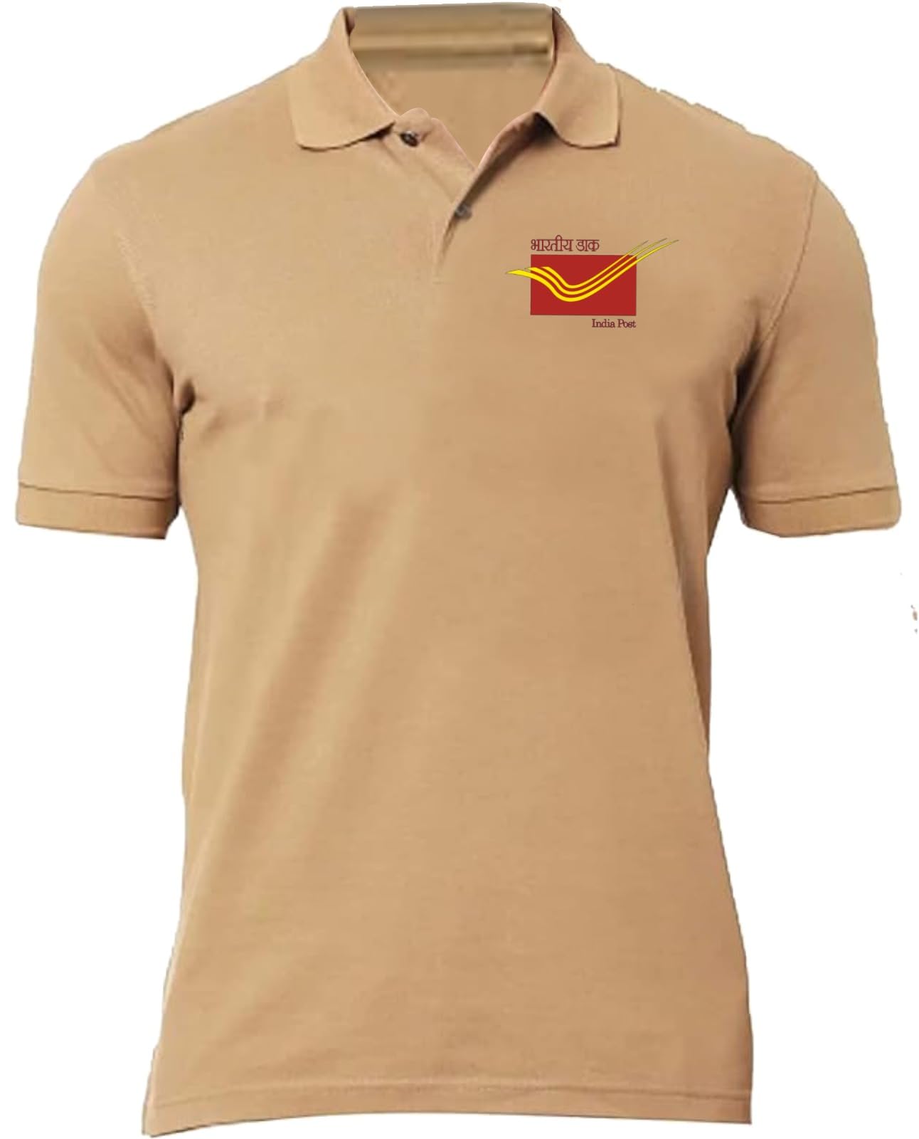 I AM ROMPER Indian Post Office Logo Printed Printed Polo Collar Half Sleeve Company Branding Post Office Staff Regular Fit T-Shirt For Unisex Men & Women (M) Brown