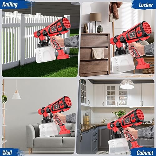 Paint Sprayer, 700W Paint Gun with 6 Copper Nozzles and 3 Patterns, Electric Paint Sprayers for Home Interior and Exterior, Furniture, Fences, Walls, Decks, Garage Doors, Crafts - Thumbnail 7