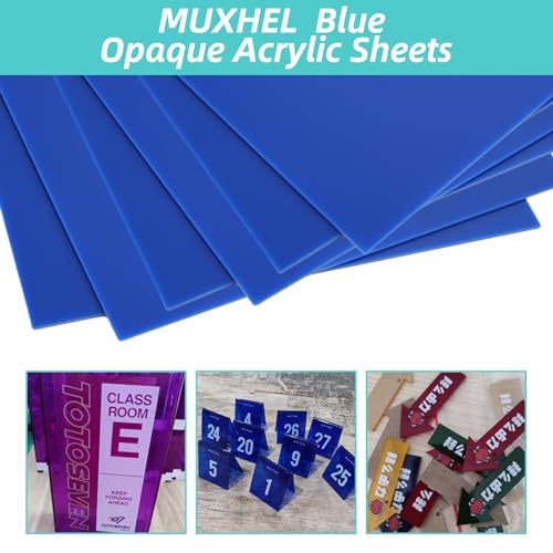 Image of 5 Pcs Blue Acrylic Sheets 12 inch x 12 inch x 1 /8 inch Glossy Opaque Plexiglass Sheets, Acrylic Blanks Acrylic Panel for CNC Cutting Engraving and Art Crafts Painting DIY Display