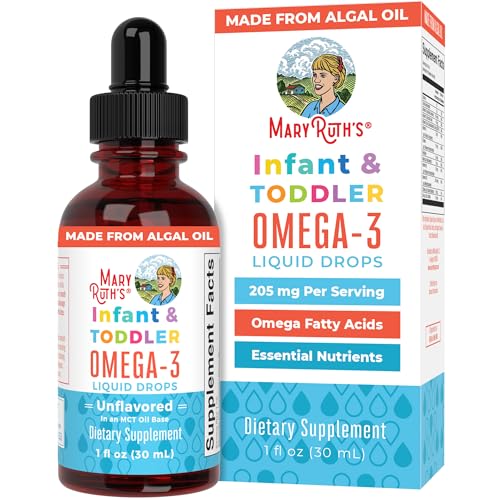 Image of MaryRuth Organics Infant and Toddler Omega-3 Liquid Drops by | 200mg DHA and 2mg EPA Per Serving | Overall Wellness and Healthy Development | Unflavored | 1 Fl Oz