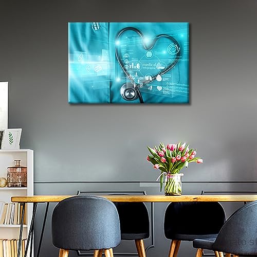 Image of TUMOVO Canvas Wall ArtHealth Medical Technology or Scientific Research Concept Artwork Pictures Black and White Wall Art 1 Panel Home Decor Clinical Laboratory Framed Ready to Hang (16 inch Wx24 H)