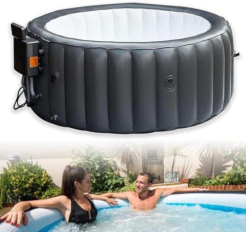 3-4 Person Inflatable Hot Tub, 71″ x 28″ Large Outdoor Spa Bathtub Set, with 150 Bubble Jets, Heats Up to 42°C/104°F, with Recirculating Filtration, for Home, Backyard, and Patio