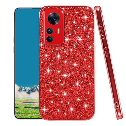 Coque Redmi Note 12S à paillettes rouge en silicone TPU antichoc pour femme