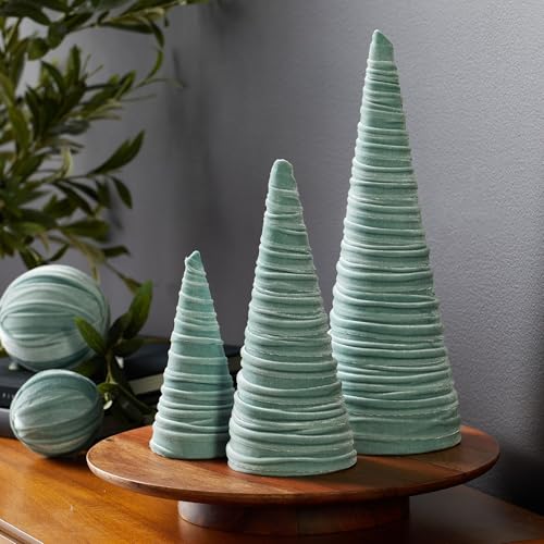 Image of Sage Velvet Trees Set of 3, Handcrafted Valentine, Mantel Decor, Elegant Holiday Entryway, Minimalist Tablescape, Green Wedding Centerpiece (Sage)