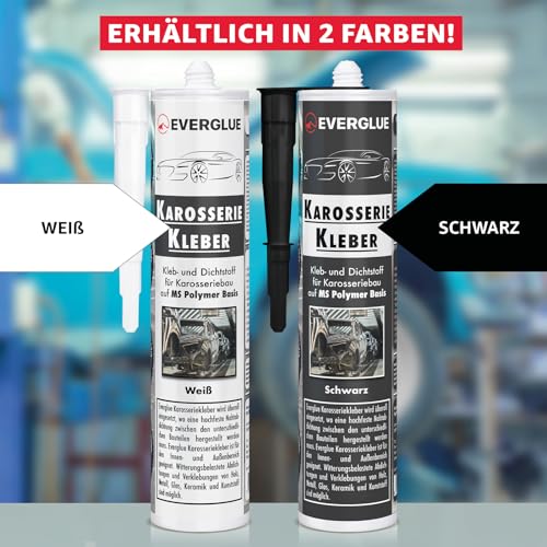 Karosseriekleber 1K MS Montagekleber UV-beständig weiß Kartusche MS-Polymer Kraftkleber extra stark elastischer Kleb-und Dichtstoff zum Kleben und Abdichten im Fahrzeugbau, Caravan, Wohnmobil