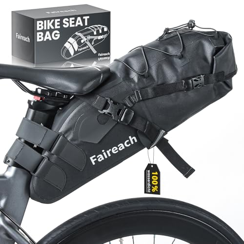 Faireach Bikepacking Satteltasche, 10L Bikepacking Taschen, 100% Wasserdicht Rennrad Tasche aus TPU-Gewebe, Gravelbike Zubehör für Gravelbike, MTB, Bikepacking