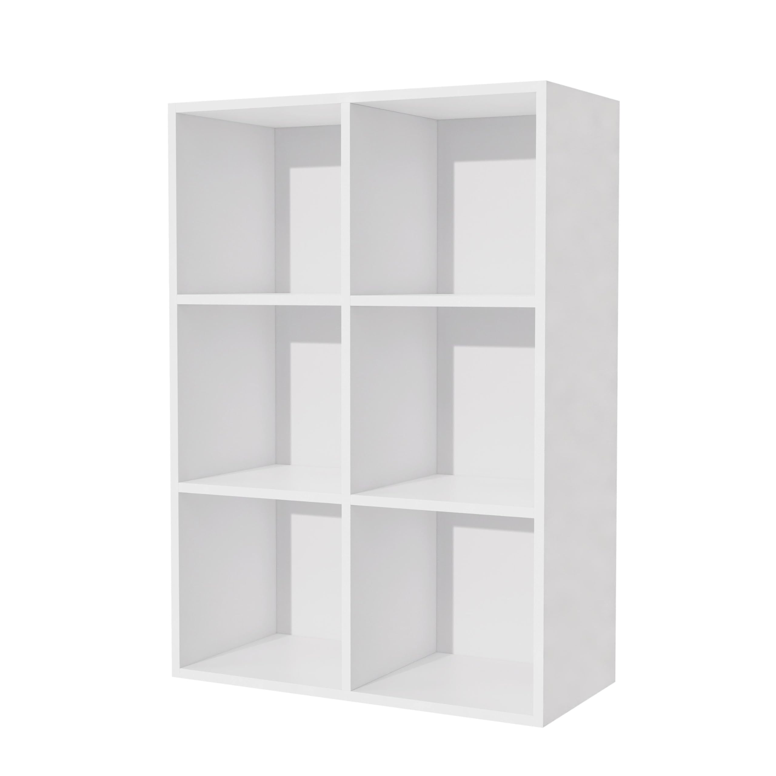 Garvis Bücherregal Regal mit 6 Ebenen Standregal Büroregal freistehend Dekoregal zur Präsentation offenes Aufbewahrungsregal für Wohnzimmer Homeoffice Esszimmer (Weiß)