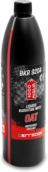 ERRECOM 1000 Miglia BKR 9204 Liquido Radiatore Moto Oat -38°C/+125°C, Antigelo Pronto all’Uso con Pacchetto inibitore a Base Organica Oat, 1 litro - Rosso - 1