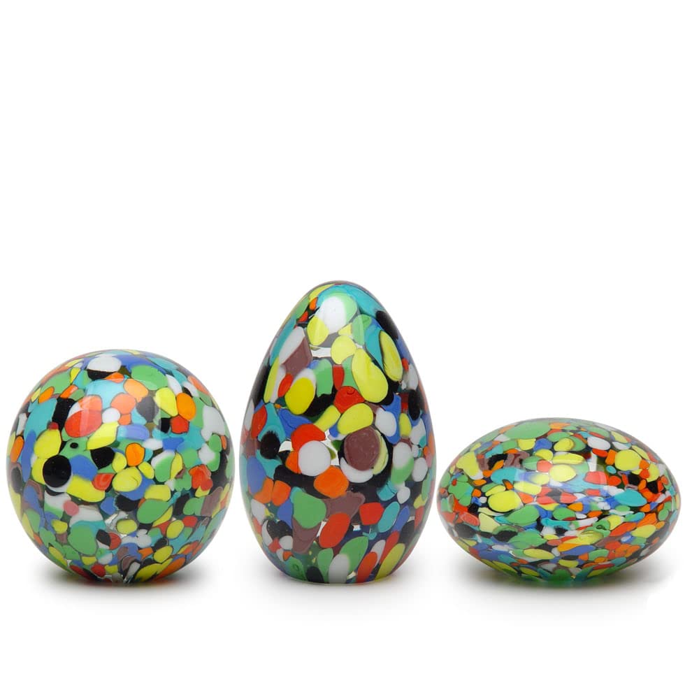 CADORO Set of 3 Small Multicolor Paperweights Murano Style Art Glass